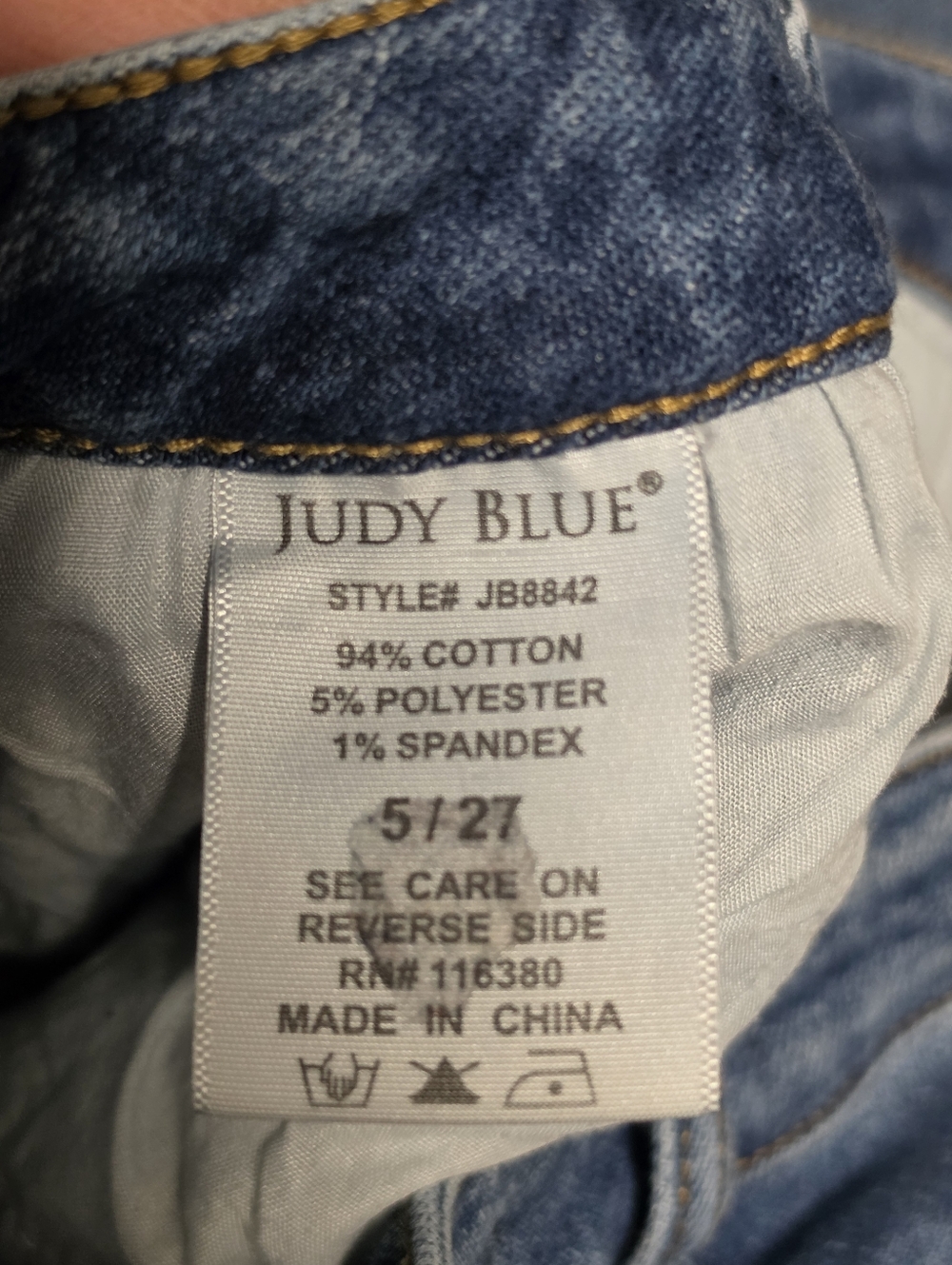 JUDY BLUE Jeans Womens Size 5/27 Blue Mid Wash Skinny Sharkbite Y2K JB8842 - Picture 7 of 8